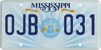 MS license plate OJB031