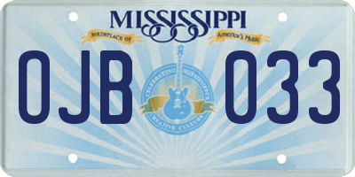 MS license plate OJB033