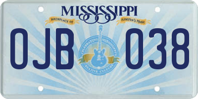 MS license plate OJB038