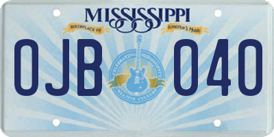 MS license plate OJB040