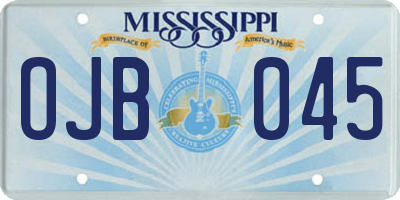 MS license plate OJB045