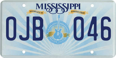 MS license plate OJB046