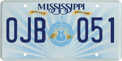 MS license plate OJB051