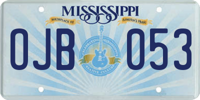 MS license plate OJB053
