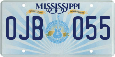 MS license plate OJB055
