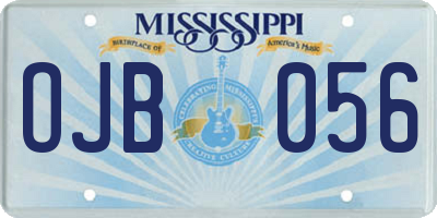 MS license plate OJB056