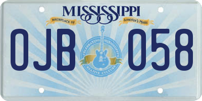 MS license plate OJB058
