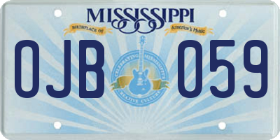 MS license plate OJB059