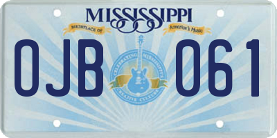 MS license plate OJB061