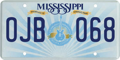 MS license plate OJB068