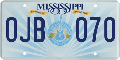 MS license plate OJB070