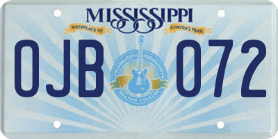 MS license plate OJB072