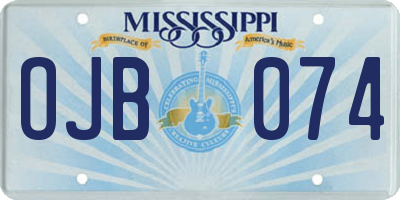 MS license plate OJB074