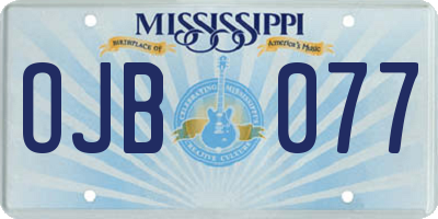 MS license plate OJB077