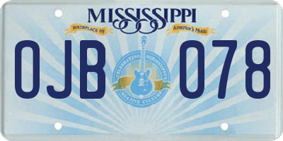 MS license plate OJB078