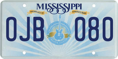 MS license plate OJB080