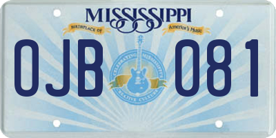 MS license plate OJB081