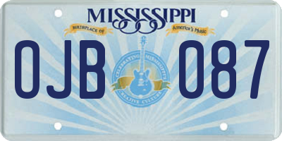 MS license plate OJB087