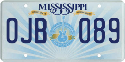 MS license plate OJB089