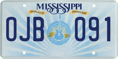MS license plate OJB091