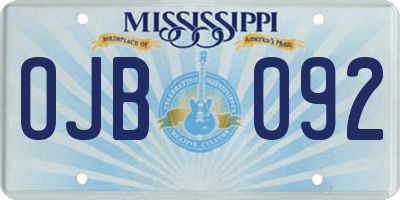 MS license plate OJB092