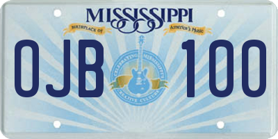 MS license plate OJB100