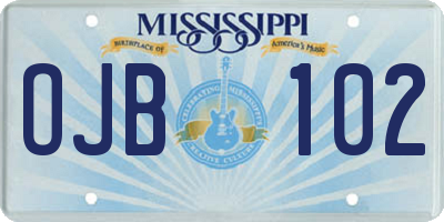 MS license plate OJB102