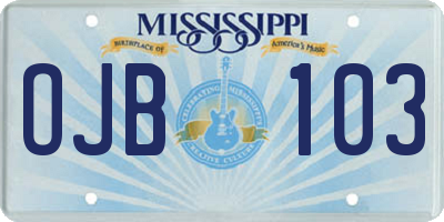 MS license plate OJB103