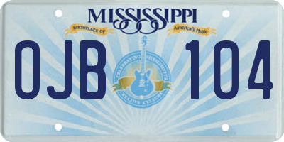 MS license plate OJB104