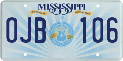 MS license plate OJB106