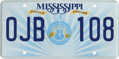 MS license plate OJB108