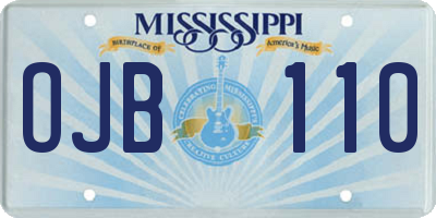 MS license plate OJB110