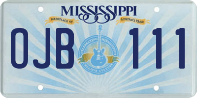 MS license plate OJB111
