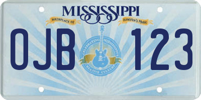 MS license plate OJB123