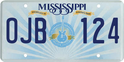 MS license plate OJB124