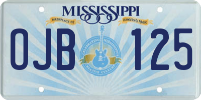 MS license plate OJB125