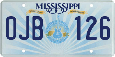 MS license plate OJB126