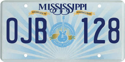 MS license plate OJB128