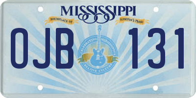 MS license plate OJB131