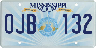MS license plate OJB132