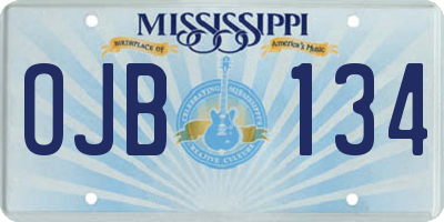 MS license plate OJB134