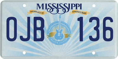 MS license plate OJB136