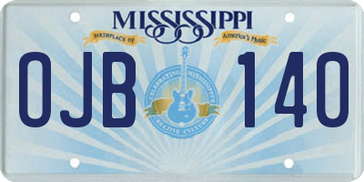 MS license plate OJB140