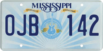 MS license plate OJB142
