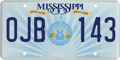 MS license plate OJB143