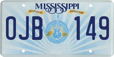 MS license plate OJB149