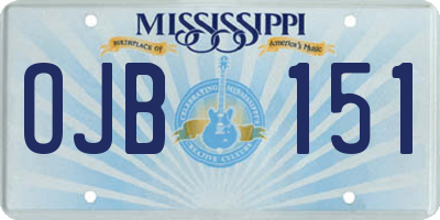 MS license plate OJB151