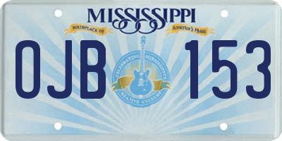 MS license plate OJB153