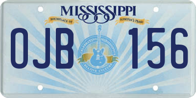 MS license plate OJB156