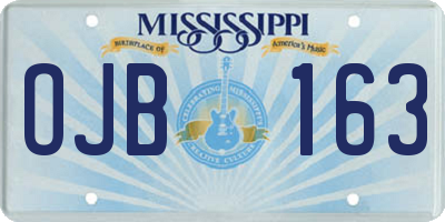 MS license plate OJB163